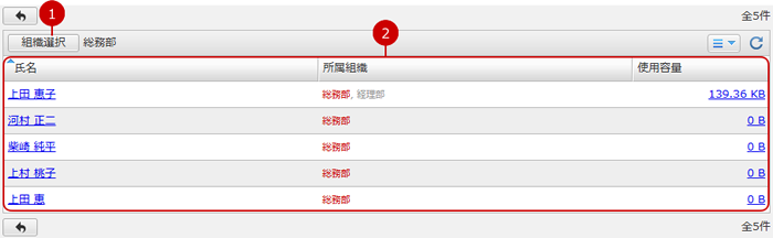 ファイル転送管理一覧画面
