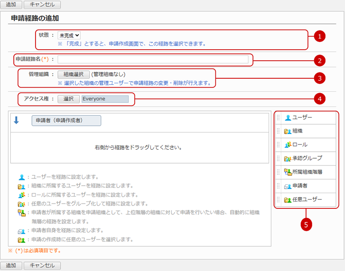 申請経路を追加する