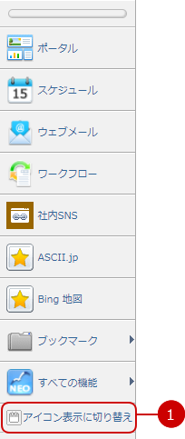 アイコン、テキスト表示